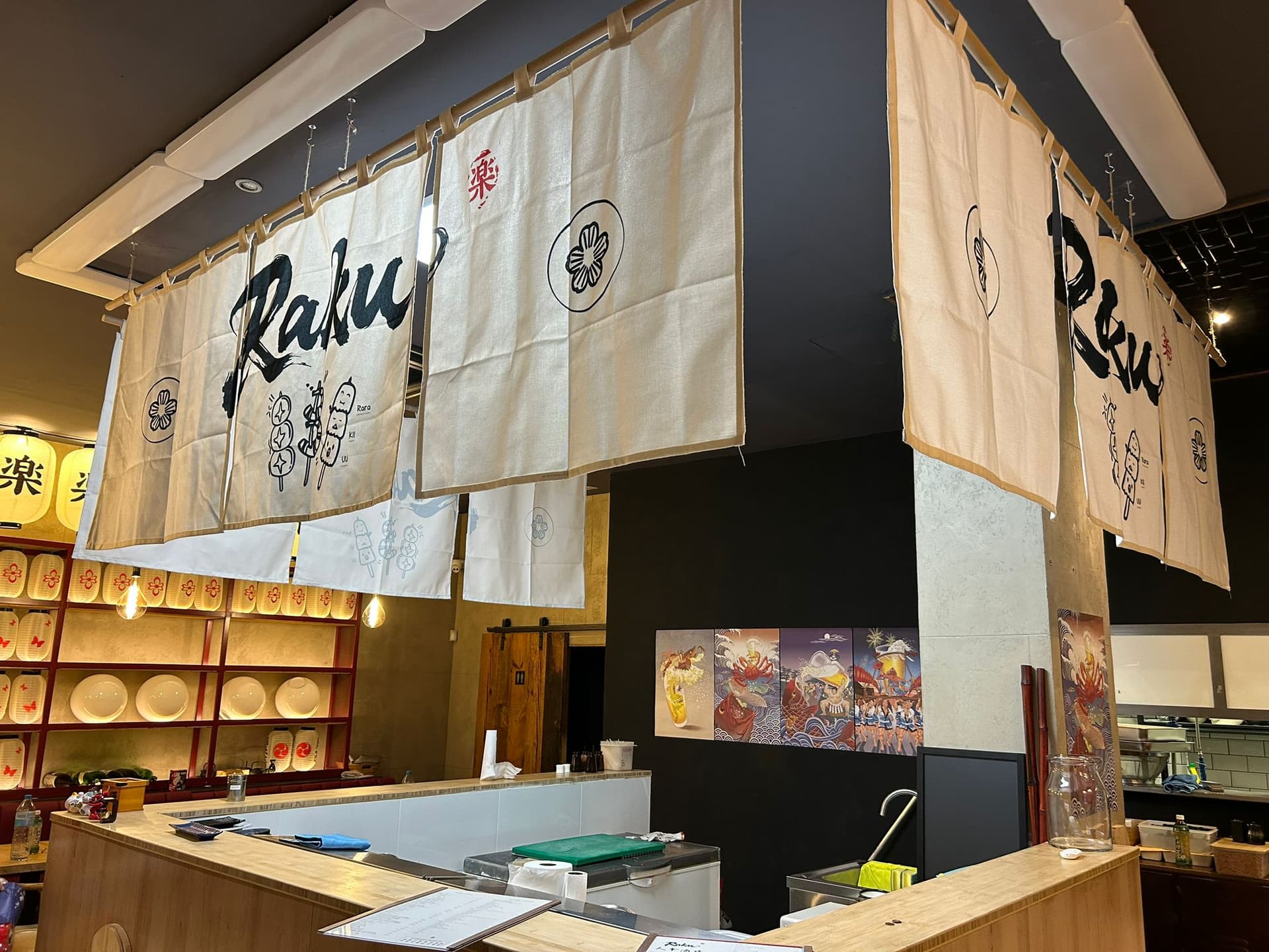 Noren curtains at Raku entrance